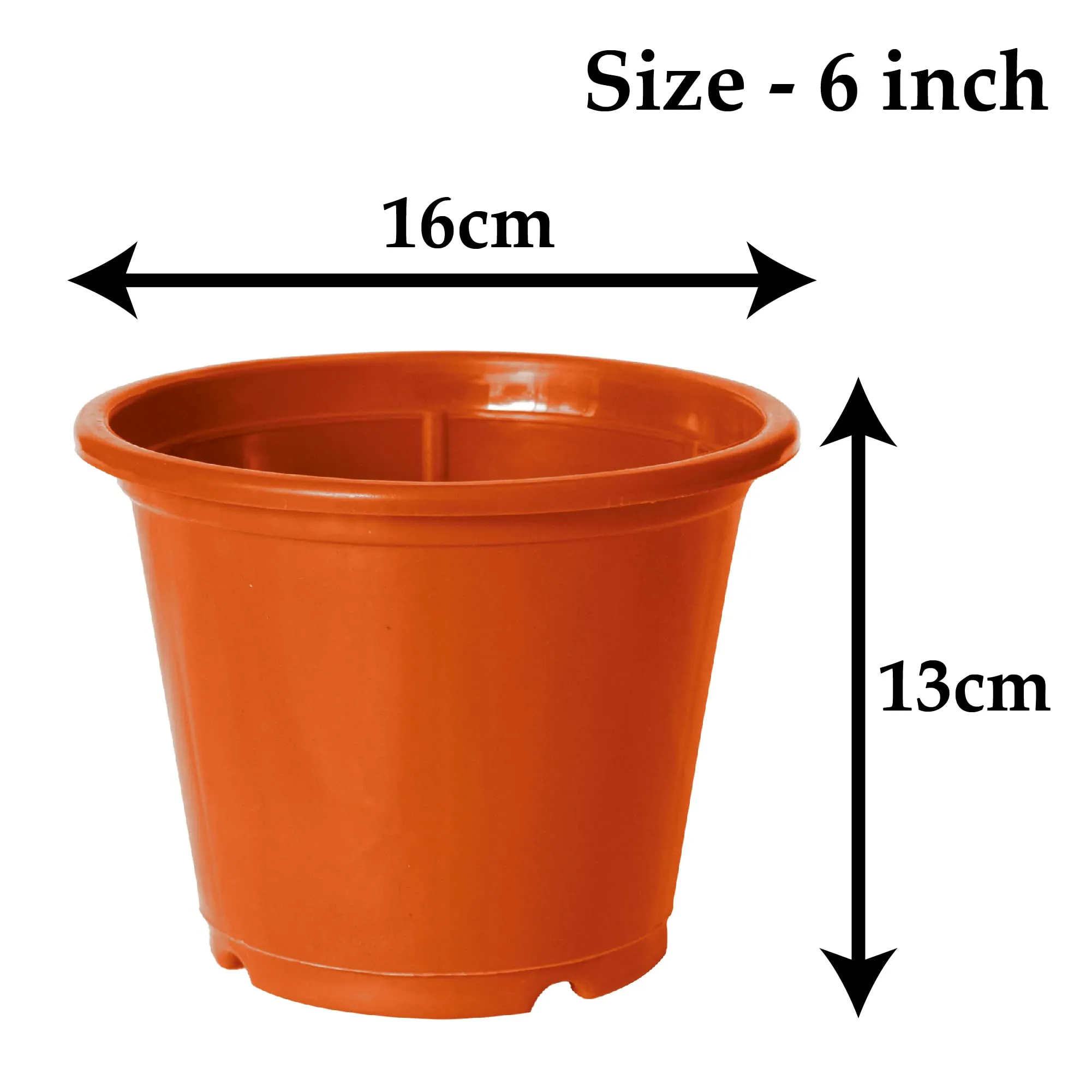 Kuber Industries Durable Plastic Flower Pot|Gamla with Drain Holes for Indoor Home Decor & Outdoor Balcony,Garden,6"x5",Pack of 8 (Orange)
