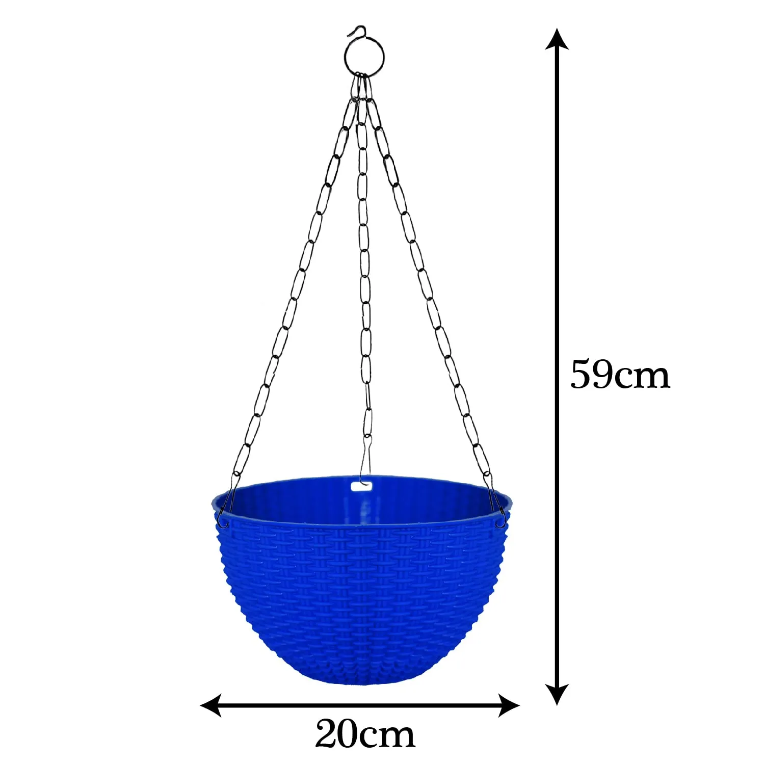 Kuber Industries Plastic Hanging Flower Pot for Balcony & Railing Set of 5 (Blue)-20x20x59 cm