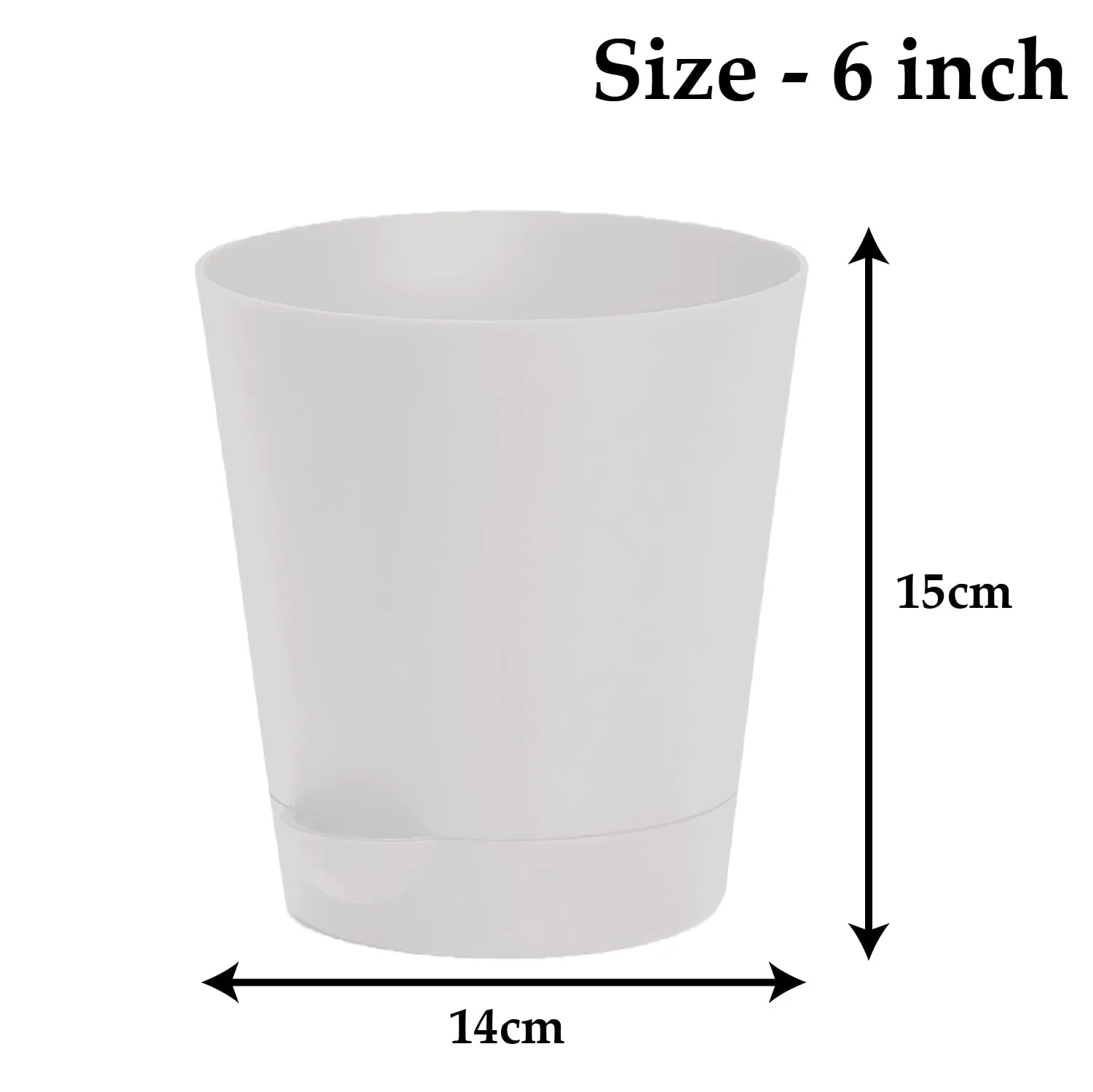 Kuber Industries Plastic Titan Pot|Garden Container for Plants & Flowers|Self-Watering Pot with Drainage Holes,6 Inch,Pack of 2 (White)