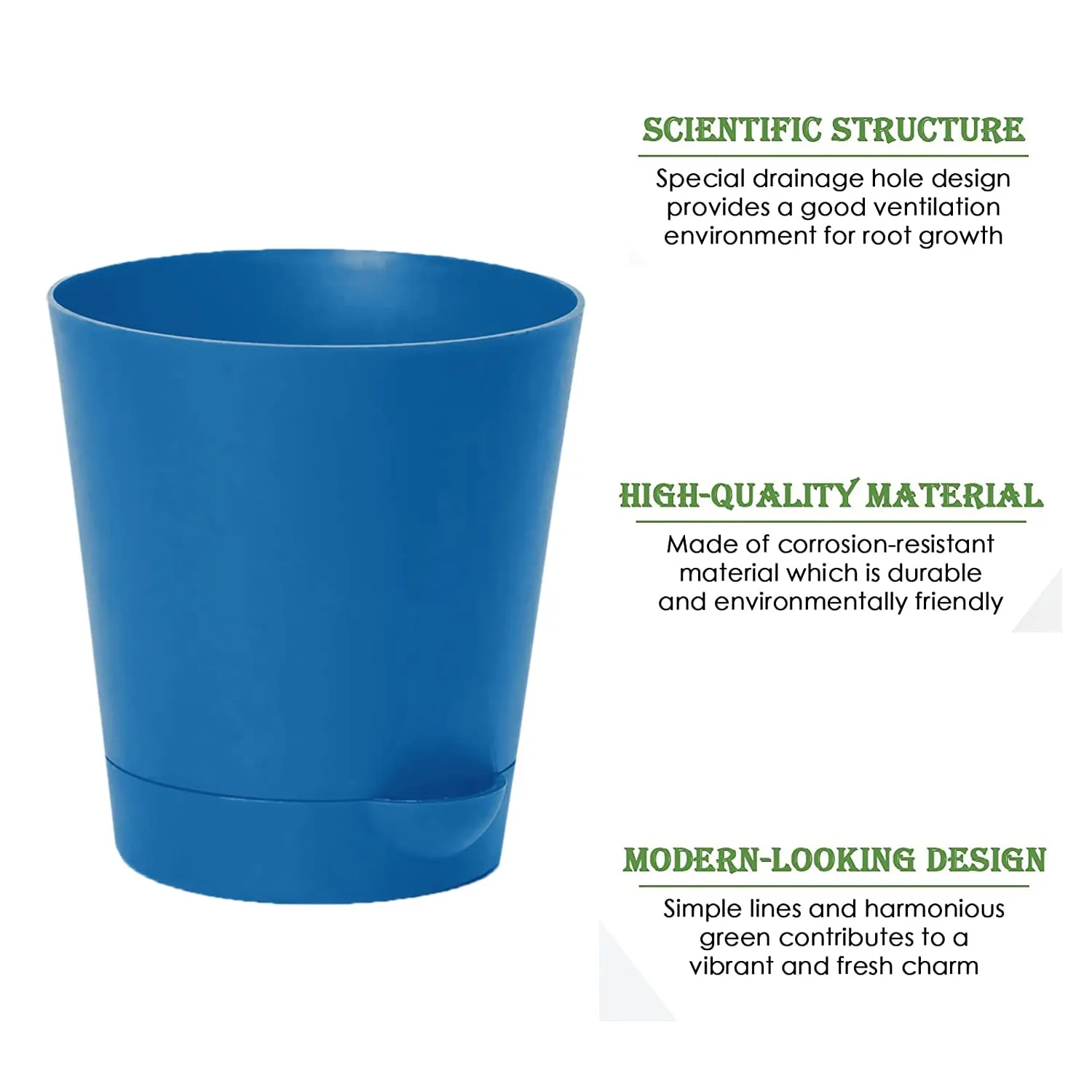 Kuber Industries Plastic Titan Pot|Garden Container for Plants & Flowers|Self-Watering Pot with Drainage Holes,6 Inch,Pack of 4 (Blue)