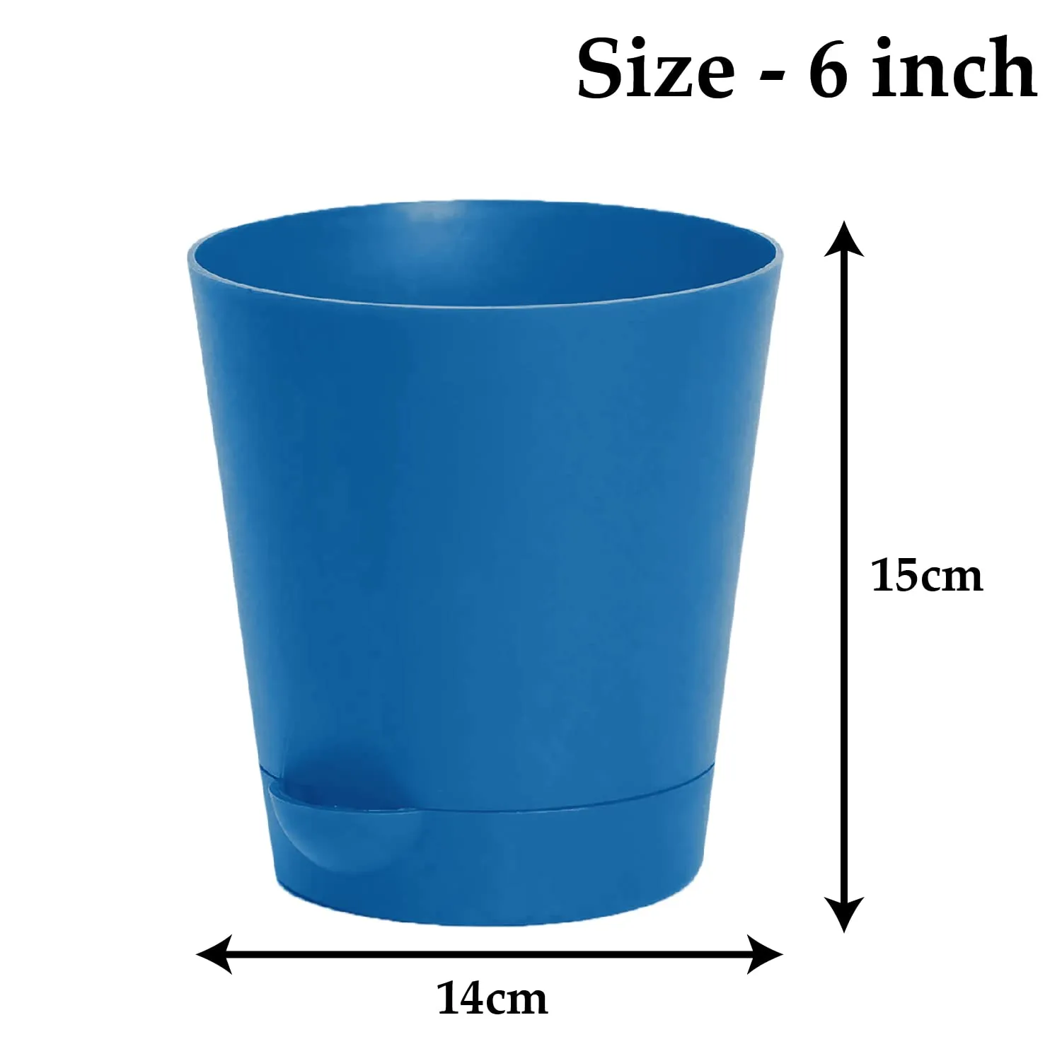 Kuber Industries Plastic Titan Pot|Garden Container for Plants & Flowers|Self-Watering Pot with Drainage Holes,6 Inch,Pack of 4 (Blue)