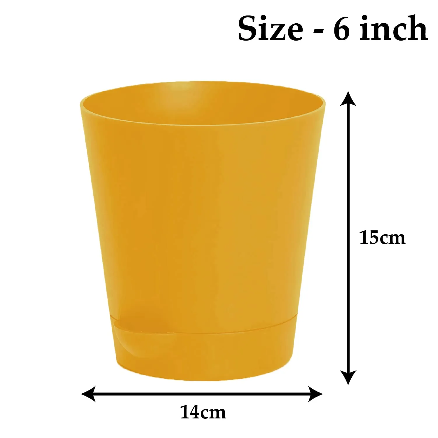 Kuber Industries Plastic Titan Pot|Garden Container for Plants & Flowers|Self-Watering Pot with Drainage Holes,6 Inch,Pack of 4 (Yellow)