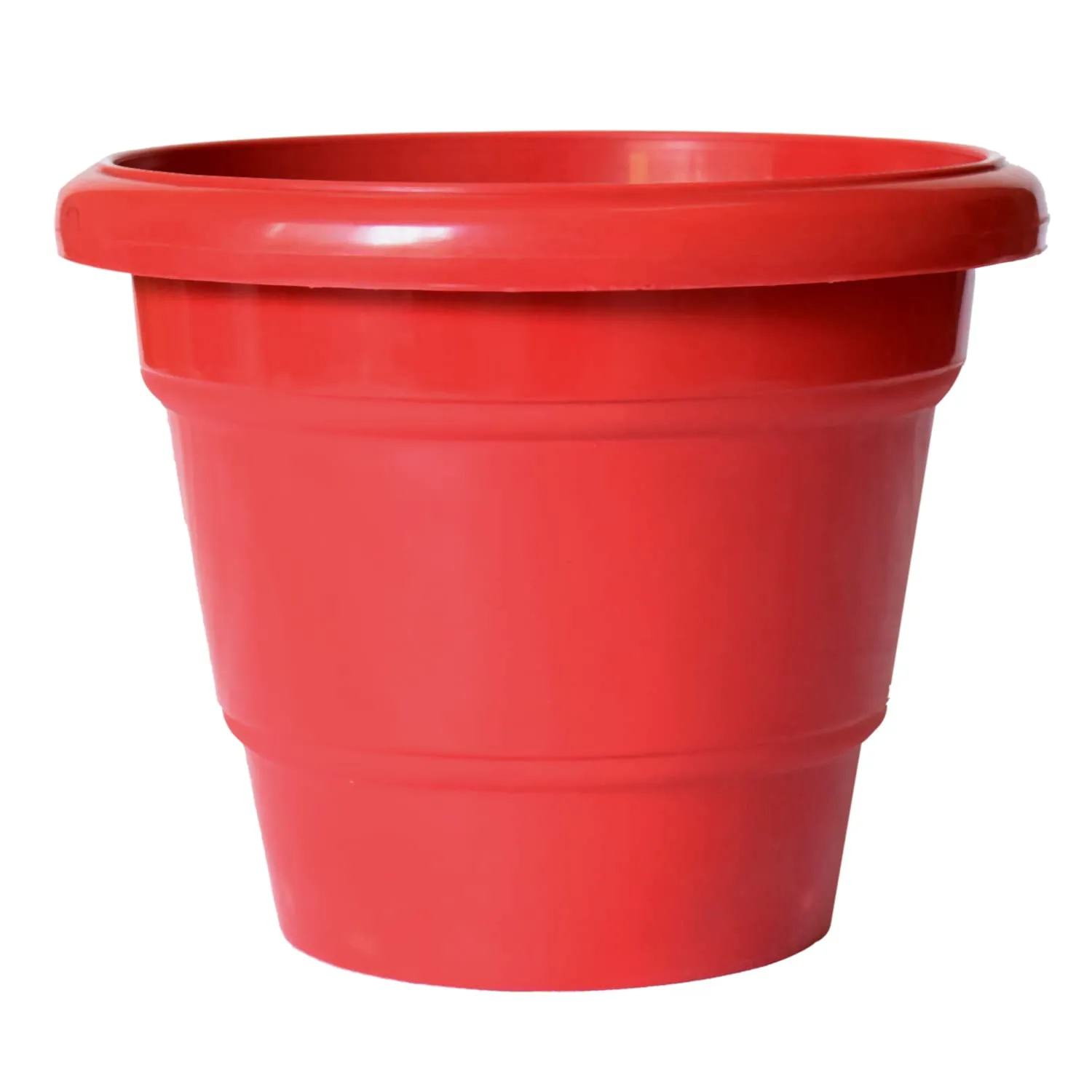 Kuber Industries Solid 2 Layered Plastic Flower Pot|Gamla for Home Decor,Nursery,Balcony,Garden,6"x5",Pack of 10 (Red)
