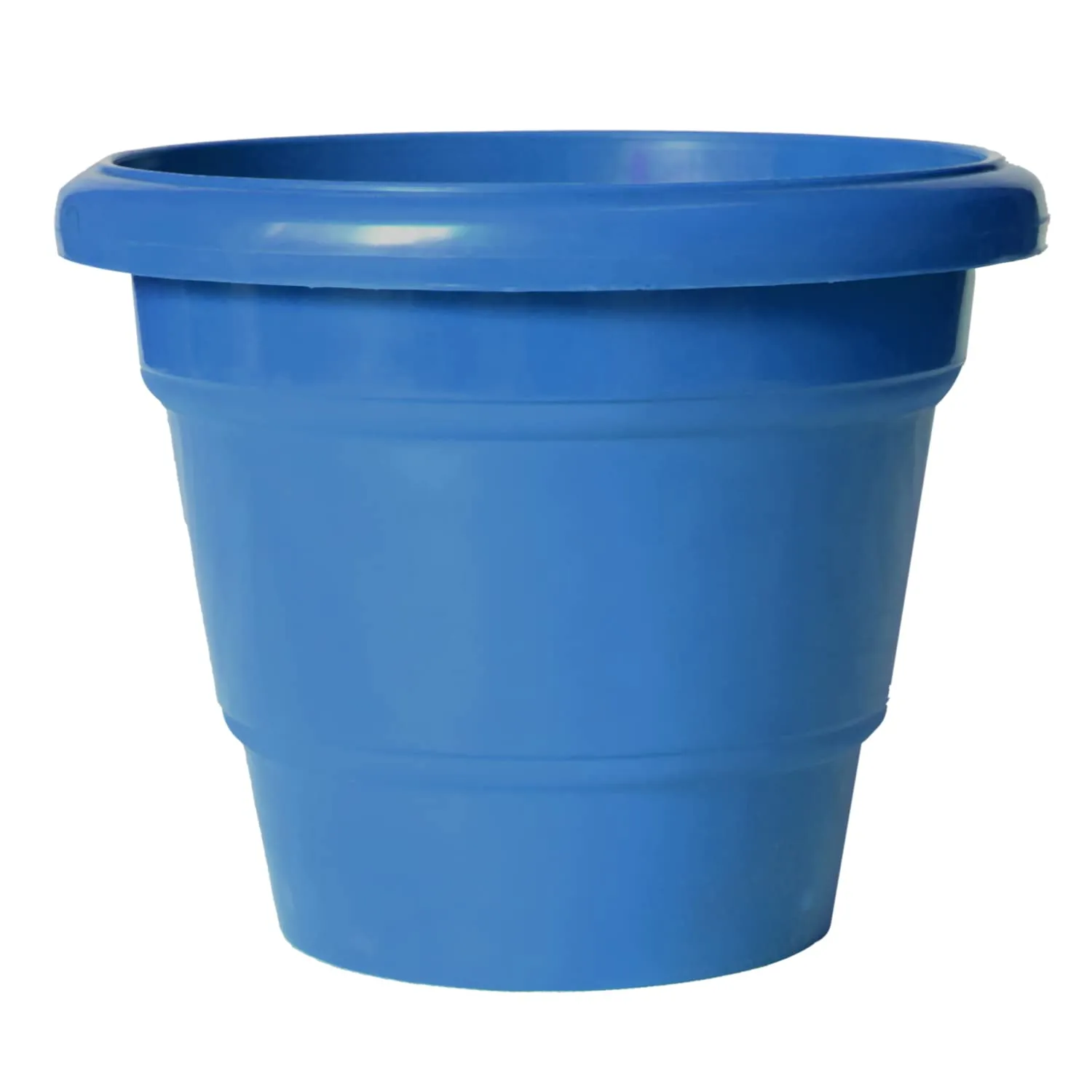 Kuber Industries Solid 2 Layered Plastic Flower Pot|Gamla for Home Decor,Nursery,Balcony,Garden,6"x5",Pack of 4 (Blue)