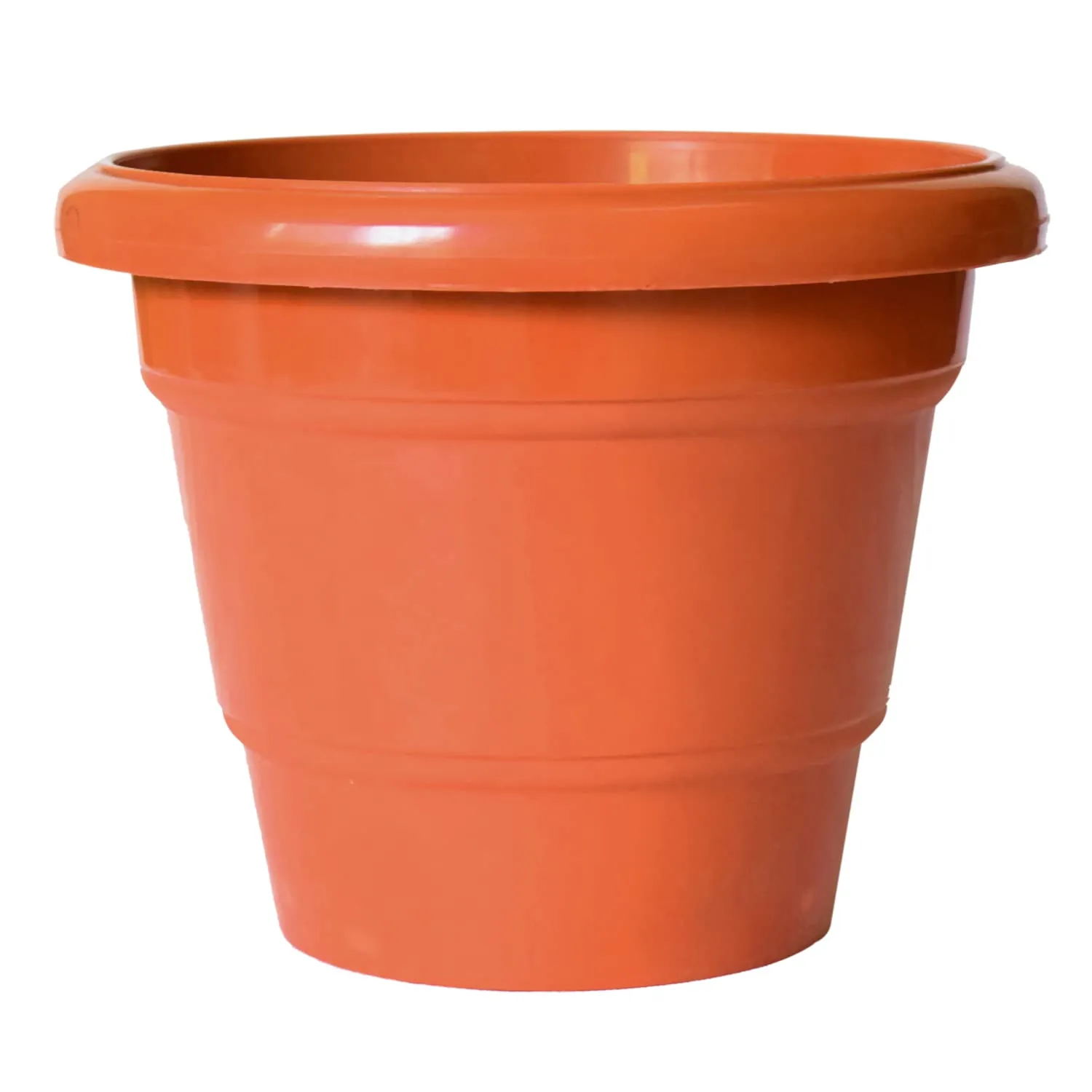 Kuber Industries Solid 2 Layered Plastic Flower Pot|Gamla for Home Decor,Nursery,Balcony,Garden,6"x5",Pack of 8 (Orange)