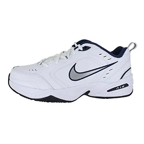 Mens Nike Air Monarch IV Training Shoe White/Metallic Silver/Midnight Navy Size 10.5
