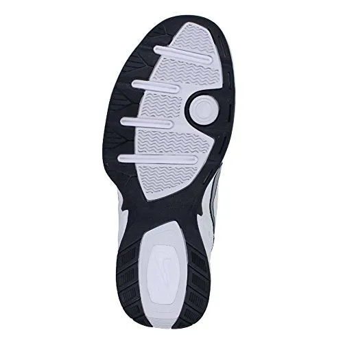 Mens Nike Air Monarch IV Training Shoe White/Metallic Silver/Midnight Navy Size 10.5