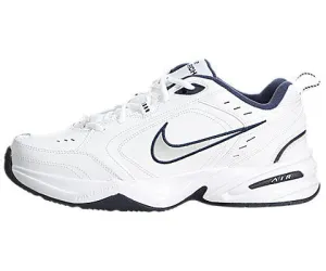 Mens Nike Air Monarch IV Training Shoe White/Metallic Silver/Midnight Navy Size 10