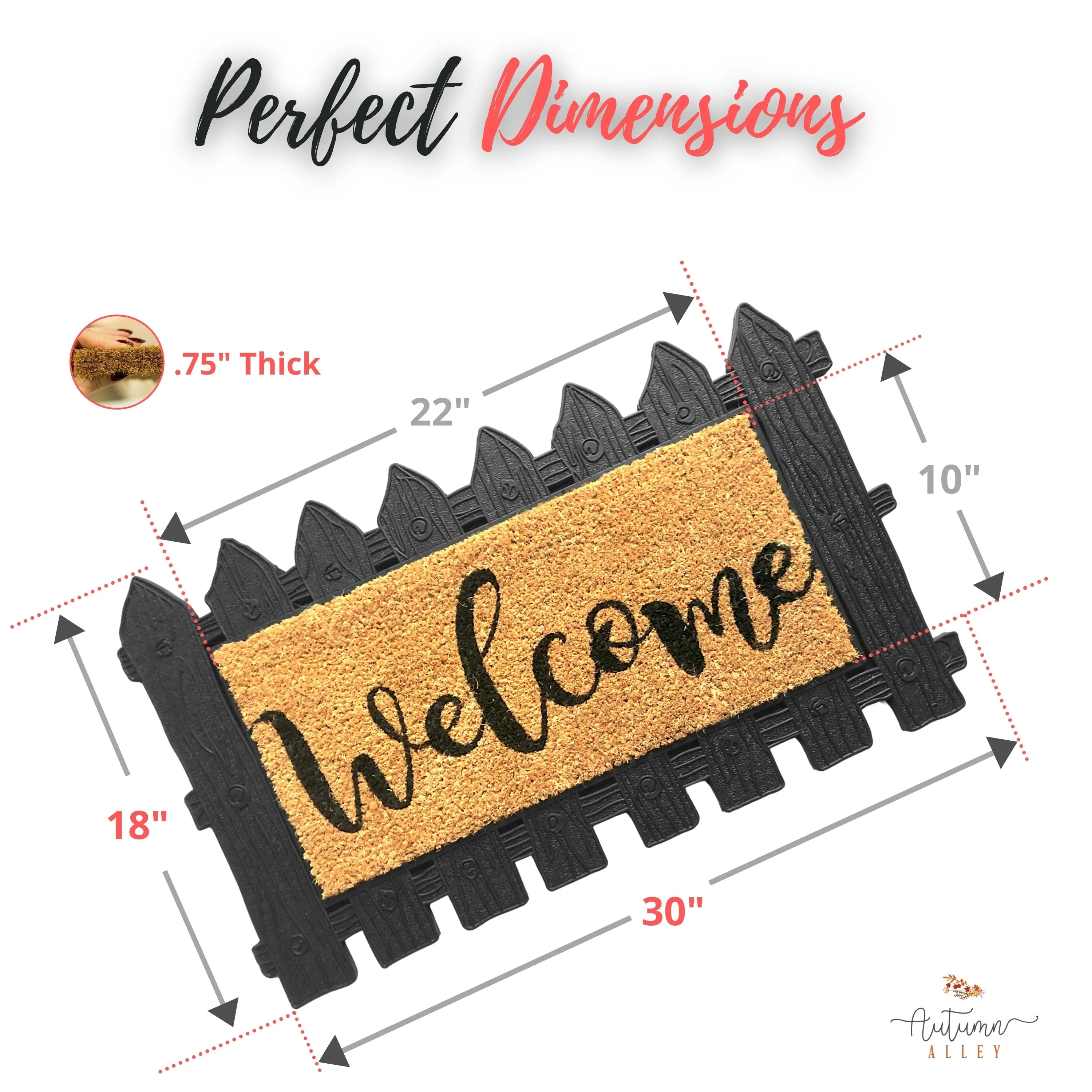 Rubber & Coir Welcome Mat with Replaceable Insert