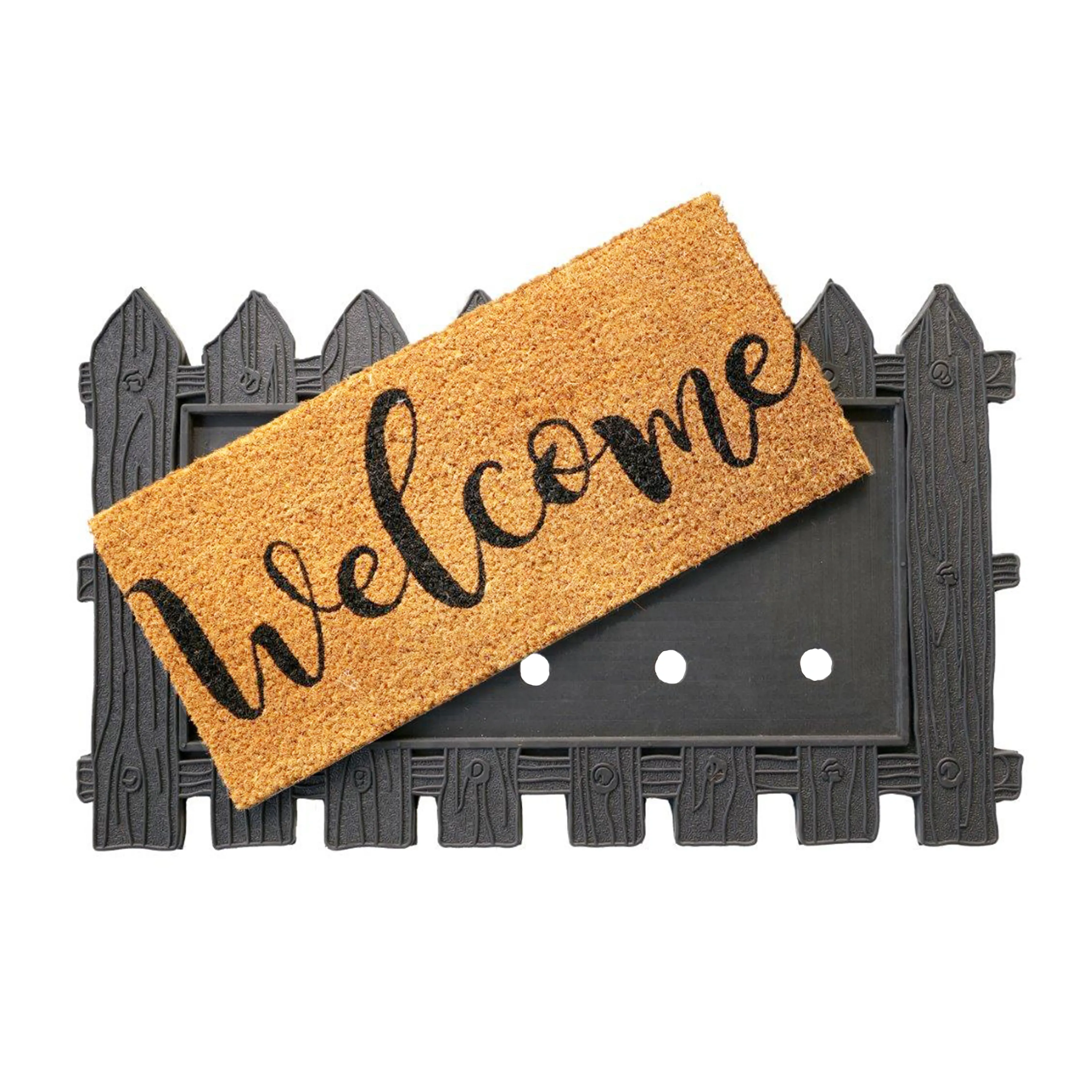 Rubber & Coir Welcome Mat with Replaceable Insert