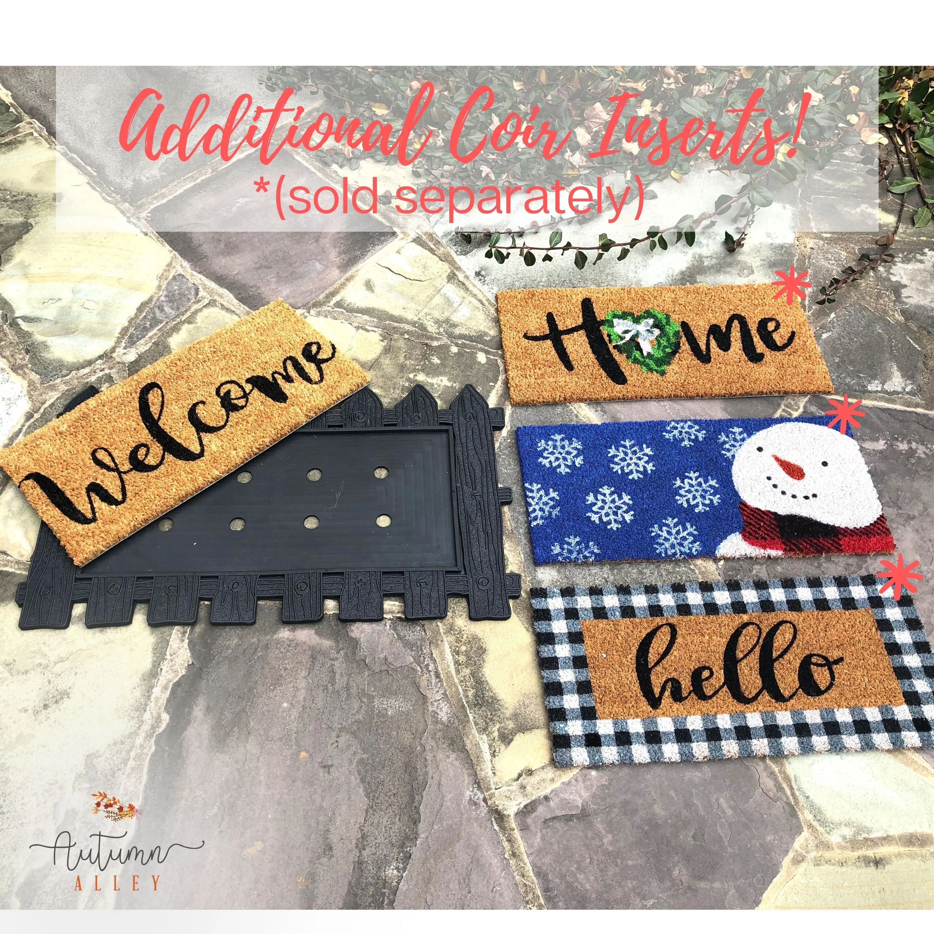 Rubber & Coir Welcome Mat with Replaceable Insert
