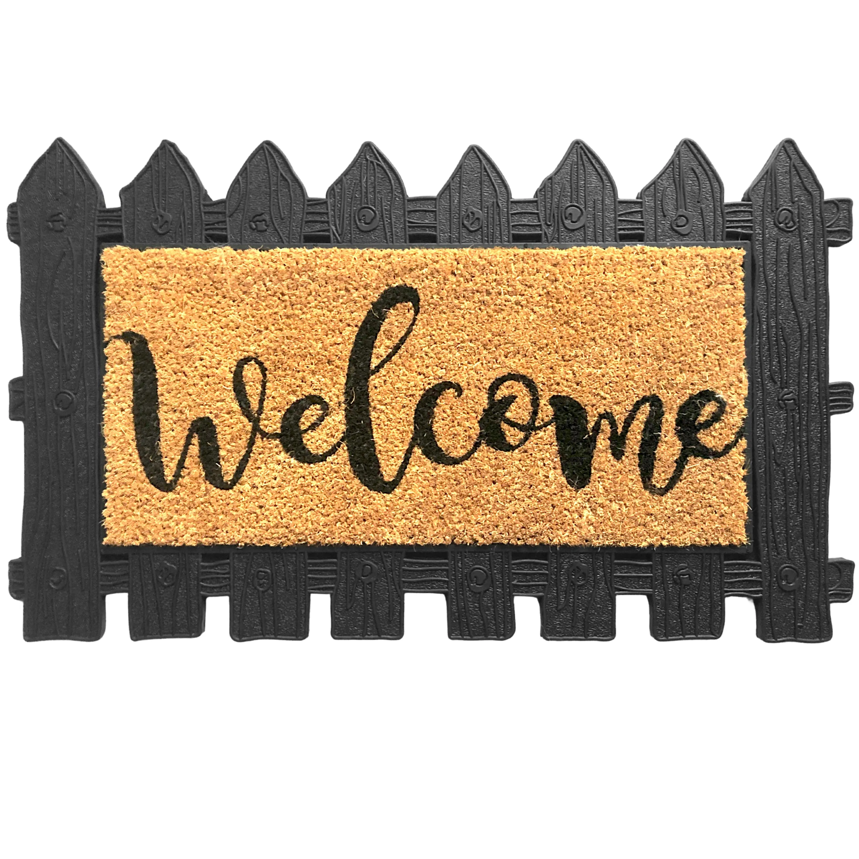 Rubber & Coir Welcome Mat with Replaceable Insert