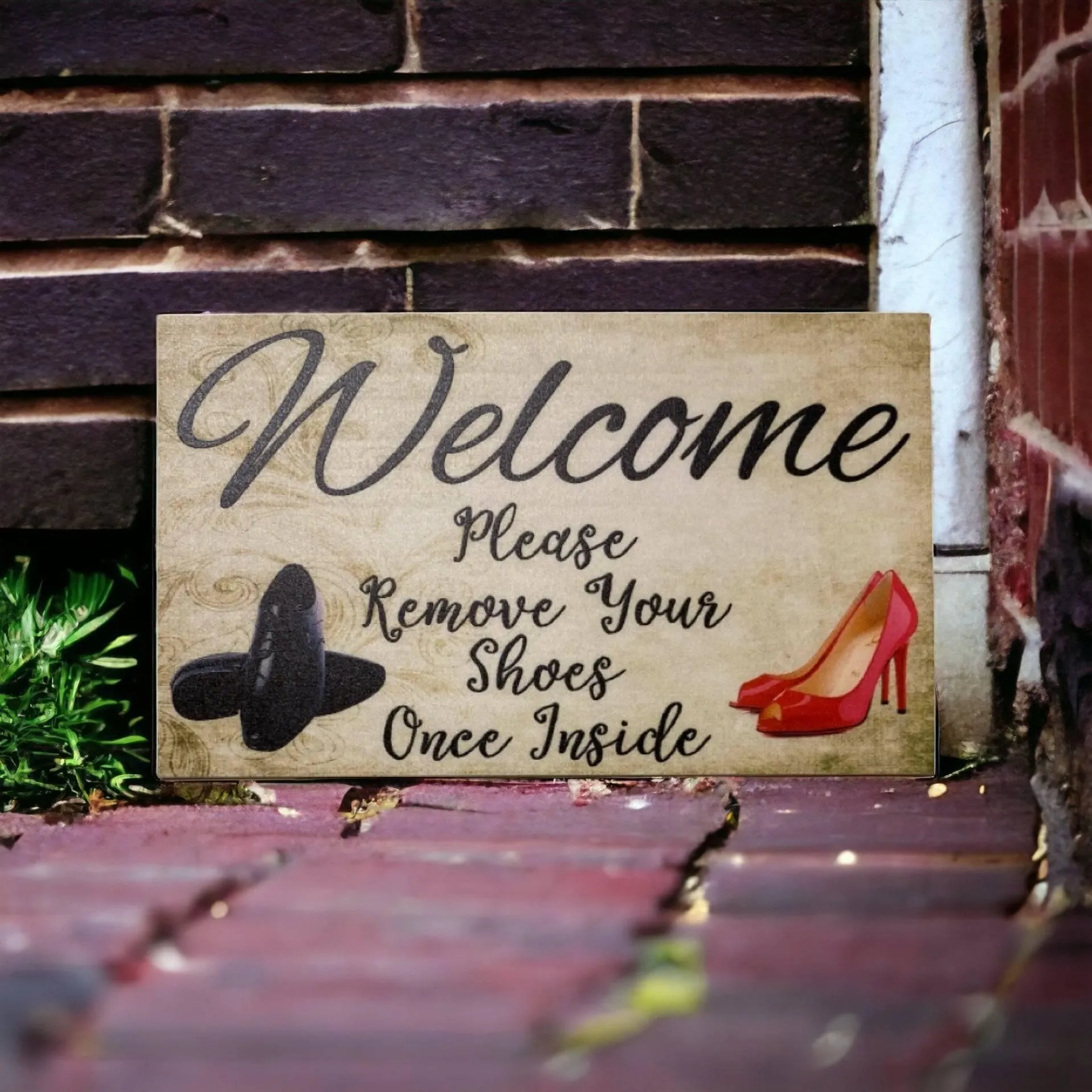 Welcome Remove Your Shoes Vintage Sign