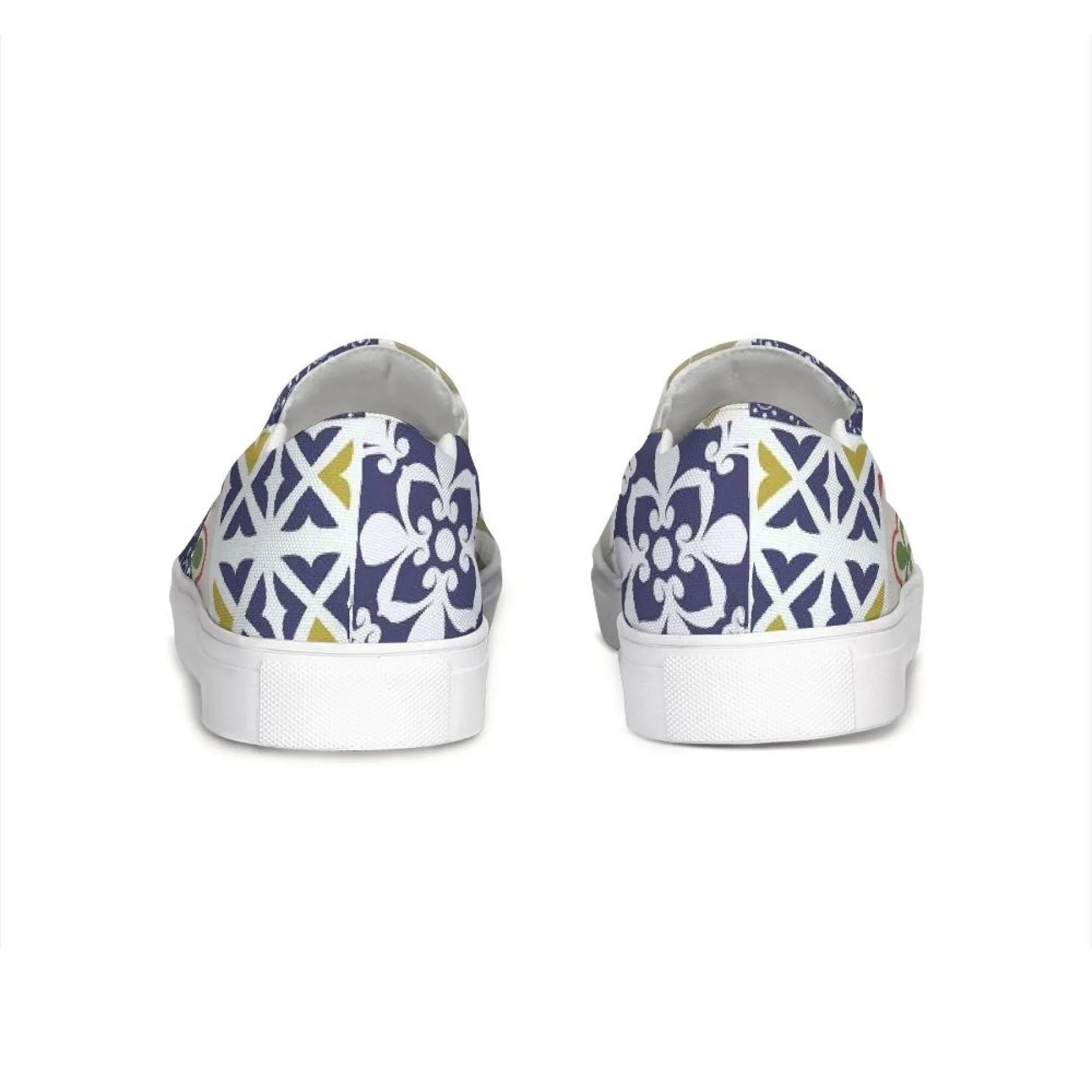 Womens Sneakers, Multicolor Patch Style Low Top Slip-on Canvas Shoes by inQue.Style